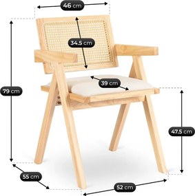 Krzesło Drewniane MADERA 2 Dąb/Beż Ażurowe Klasyczne Retro