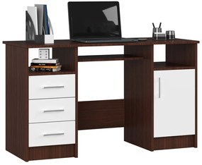 Komputerowe biurko z szufladami wenge + biały - Dopio 2X