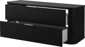 Szafka łazienkowa, matowa czerń, złoty uchwyt, 41,5 x 120 x 51,7 cm