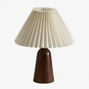 Lampa Stołowa Z Drewna Conklin Kremowa - Ciemna Czerń - Sklum