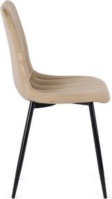 Krzesło Tapicerowane do Jadalni IBIS Beżowe Welurowe Nowoczesne Loft