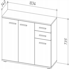Komoda z szufladami i szafką do przechowywania grafit + dąb wotan R5-N90