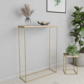 Klasyczna konsola na złotym stelażu  w kolorze dąb sonoma  D9-N82