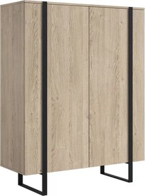 Komoda wysoka Verica 120 cm dwudrzwiowa - dąb biszkoptowy / czarne nóżki