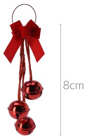 Dekoracja świąteczna na drzwi - kokarda na kole, 3 dzwoneczki