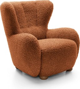 Fotel MIST do Salonu WYGODNY, Styl Klasyczny Tkanina bucle Niebieski - Ceglasty - ROLF 10
