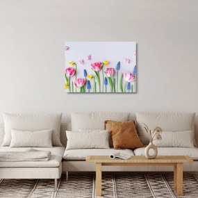 Obraz na szkle wiosennych kwiatów (70x50 cm)