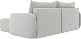 Jasnoszary aksamitny rozkładany/ze schowkiem narożnik (prawostronny/z szezlongiem) Kalena – Makamii