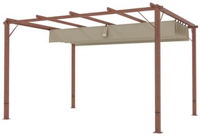 Outsunny 3 x 4 m Pergola ogrodowa, Regulowane zadaszenie tarasu, Konstrukcja z aluminium, Ochrona przed słońcem UPF30+, Drewno naturalne