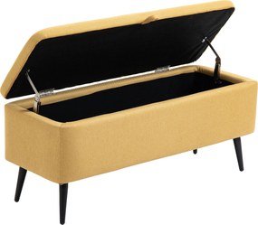 HOMCOM Ławka Tapicerowana z Miejscem Do Przechowywania, w Wyglądzie Lnu, Do 150 kg, 101x38,5x44,5 cm, Żółta