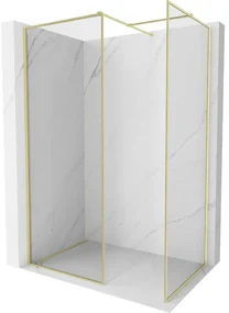 Mexen Kioto-XF ścianka prysznicowa Walk-in z ramką 140 x 80 cm, transparent 10 mm, złota szczotkowana - 800-140-202-04-55-080-XF