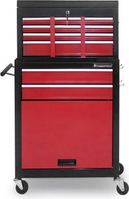 Wózek warsztatowy z 5 szufladami, 61 x 108 cm, czerwony
