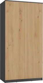 Szafa ubraniowa z półkami i drążkiem dąb artisan + antracyt K6-M50