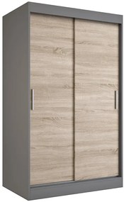 Szafa przesuwna antracyt + dąb sonoma 120 cm - Erco 3X
