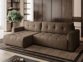 Narożnik w kształcie L VIENNA, tkanina Lambi, Brązowy, Lewy