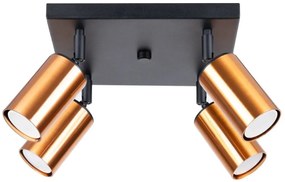 Poczwórna lampa sufitowa punktowa czarny + miedź - A573 D9-P80