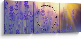 Obraz - Lawenda (z zegarem) (90x30 cm)