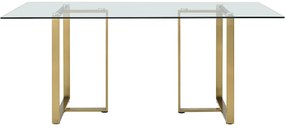 Stół do jadalni dla 6 osób ze szkła hartowanego i stali nierdzewnej – przezroczysty i złoty – NILESA II marki Pascal Morabito