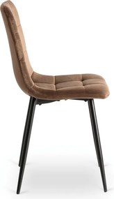 Zestaw Stół Okrągły LAUREN 80 cm Dąb Rustykalny/Czarny i 4 Krzesła PERU Brązowe Welurowe