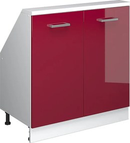 Szafka kuchenna na dach skośny czerwony wysoki połysk/biały 80x46x81.6 r-line