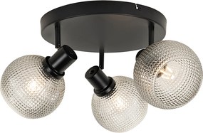 Designerski reflektor czarny z przydymionym szkłem 3-punktowy okrągły - Chico