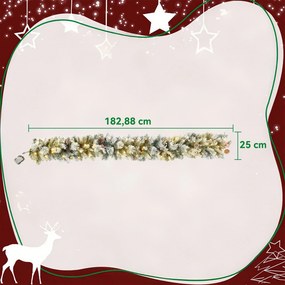 HOMCOM Girlanda świąteczna z 216 obsypanymi śniegiem gałązkami, 50 lampkami LED, Ø25x180 cm, zielona i biała | Aosom PL
