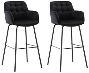 Zestaw 2 stołków barowych z weluru i metalu - kolor czarny - PEGA marki Pascal Morabito