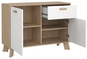 Biało-naturalna komoda w dekorze dębu 99x73x39 cm Ikast – Tvilum