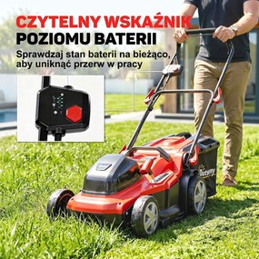 Outsunny Elektryczna Kosiarka 800 W z szerokością cięcia 40 cm, pojemnik na trawę 45 l, wskaźnik akumulatora, ochrona przed przeciążeniem, 7 wysokości cięcia | Aosom PL