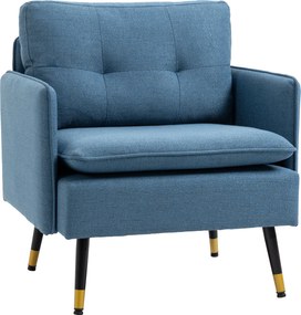 HOMCOM Fotel akcentowy z pikowaniem, fotel wypoczynkowy, zdejmowane poduszki, czarny + złoty + granatowy