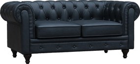 Sofa Chesterfield "Aliza" nierozkładana - 157 x 82 x 70 cm - 2 miejsca - Czarna