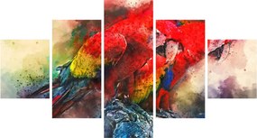 Obraz czerwonych papug Ara (125x70 cm)