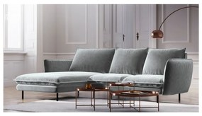 Jasnoszara narożna aksamitna sofa lewostronna Cosmopolitan Design Vienna