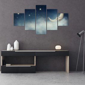 Obraz - Księżyc z gwiazdami (125x70 cm)