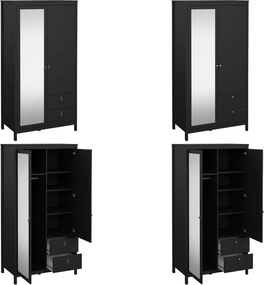 Dwudrzwiowa szafa z lustrem i szufladami Madrid, czarny mat