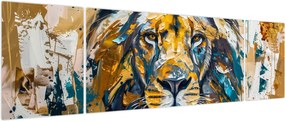 Obraz - Abstrakcyjny obraz olejny z lwem (170x50 cm)
