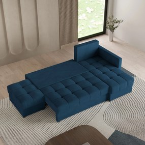 Masseno Narożnik LUMARI z funkcją spania i pojemnikiem na pościel Narozniki L, Rozkładana sofa - Niebieski, KRONOS 09