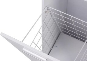 Szafka łazienkowa Dahi 30 cm biała – słupek łazienkowy z koszem na pranie i półkami do małej łazienki