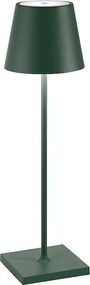 Lampa stołowa LED Poldina Pro w kolorze ciemnozielonym, ładowalna i ściemnialna, z czasem pracy na baterii do 12 godzin.