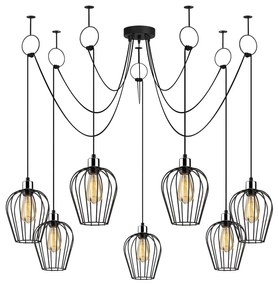 Czarna lampa wisząca z 6 kloszami Opviq lights Tel