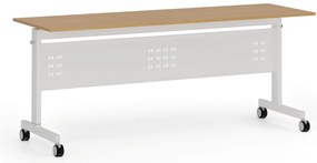 Mobilny stół PRIMO MOBI, 180x60 cm, biała podstawa, buk