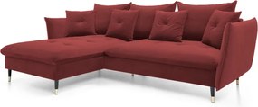 Narożnik GLAM Lewostronny z funkcją spania, zestaw z poduszkami wolnostojący tkanina RIVIERA 61 Burgundowy DOMO HOME