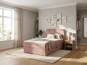 Tapicerowane łóżko kontynentalne FORENA 90x200 cm stary róż Materac: Materac sprężynowy Bonell