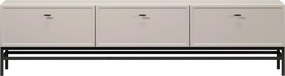 Szafka RTV Lorini 200 cm z szufladami - kaszmir / czarne uchwyty T-bar / stelaż