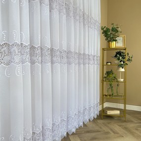 Firana gipiurowa z fantazyjnym wzorem trzy pasy Markizeta – wys. 260 cm