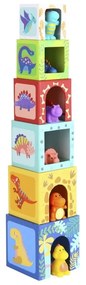 Tooky toy drewniane klocki układanka edukacyjna + 6 figurek do zabawy 12 el.