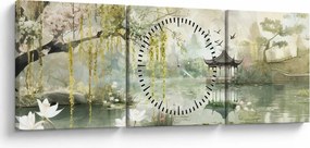 Obraz - Chińskie jezioro (z zegarem) (90x30 cm)