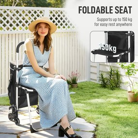 HOMCOM wózek zakupowy, 40 L torba Oxford, konstrukcja 3-kółkowa, aluminiowa rama, siedzisko, szary