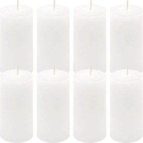 Zestaw świec rustykalnych, 10 cm, Ø 5 cm, białe, 8 szt.