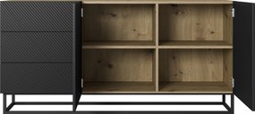 Komoda Asha 167 cm z szufladami i metalowymi nogami - artisan / czarny mat